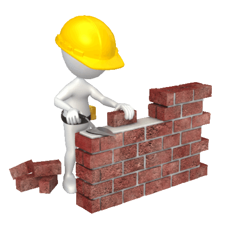 a little cartoon guy doing construction (building a small wall)